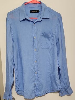 Richard's  Light Blue Button-Up Shirt Sz 2 100% Linen